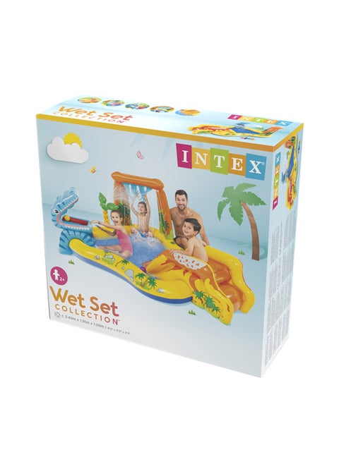 Intex Dino Splash Inflatable Water Play Center with Volcano Slide - 249 x 191 x 109cm