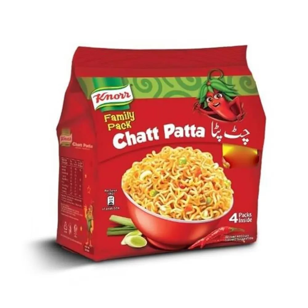 Knorr Chatt Patta Instant Noodles Family Pack (4 Packs) | Spicy & Tangy Flavor