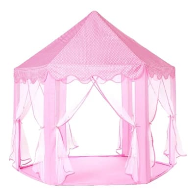 Kids Princess Castle Play Tent – Hexagonal Mesh Playhouse for Girls & Boys (55cm x 53cm x H)