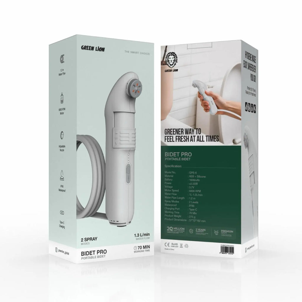 Green Lion Bidet Pro – Portable Electric Bidet Sprayer | Rechargeable Travel Bidet, IPX6 Waterproof