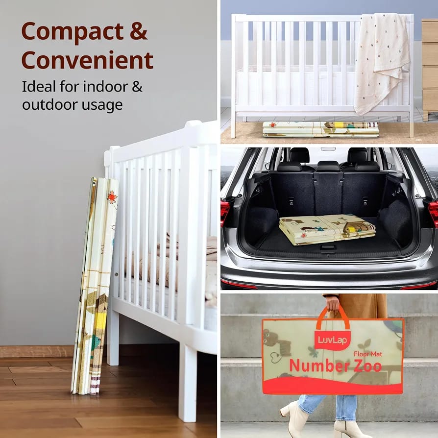 2-in-1 Portable Baby Play Mat – Foldable Double-Sided Crawling & Activity Mat with Carry Bag, 200 × 175 cm