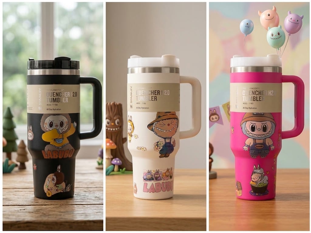 Stanley Quencher H2.0 40 oz Labubu Tumbler – Cute Character Insulated Travel Cup
