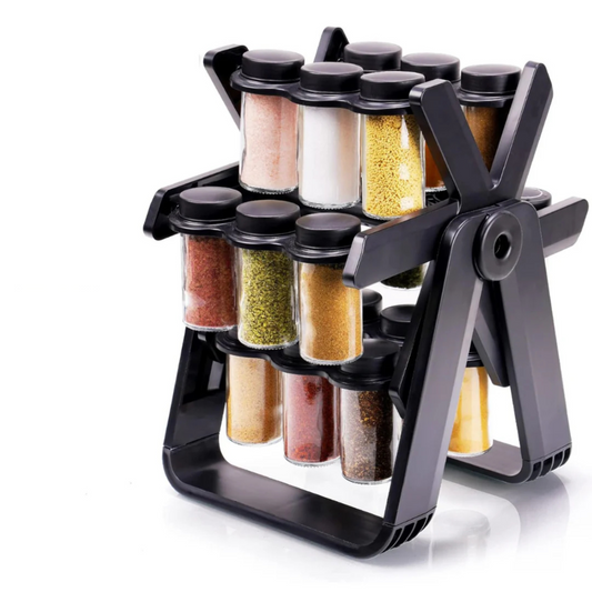 18-Jar Rotating Carousel Spice Rack Organizer – Kitchen Countertop Spinning Wheel Spice Storage | Qatar