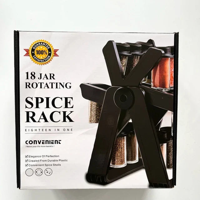 18-Jar Rotating Carousel Spice Rack Organizer – Kitchen Countertop Spinning Wheel Spice Storage | Qatar