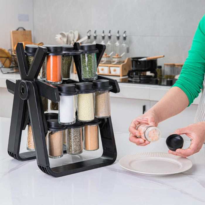 18-Jar Rotating Carousel Spice Rack Organizer – Kitchen Countertop Spinning Wheel Spice Storage | Qatar