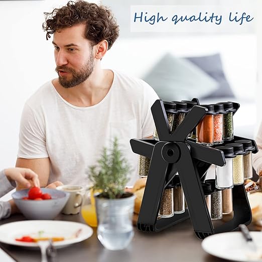 18-Jar Rotating Carousel Spice Rack Organizer – Kitchen Countertop Spinning Wheel Spice Storage | Qatar
