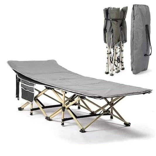 Foldable Camping Cot Bed with Padded Mattress – Portable Outdoor Sleeping Bed | Grey