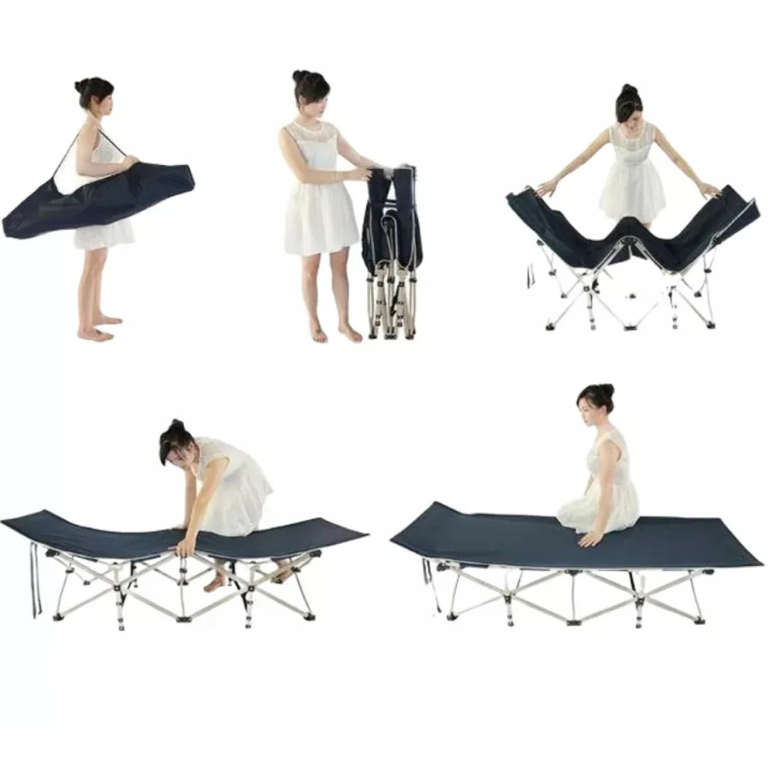 Foldable Camping Cot Bed with Padded Mattress – Portable Outdoor Sleeping Bed | Grey