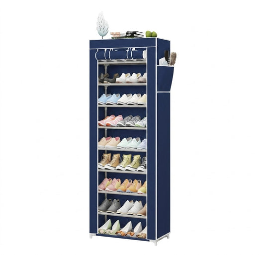 9-Layer Shoe Rack with Dustproof Cover -Cabinet– Space Saving Storage Organizer for Home | 9 Tiers