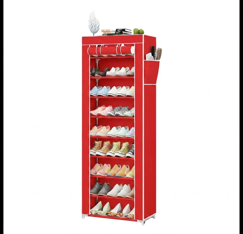 9-Layer Shoe Rack with Dustproof Cover -Cabinet– Space Saving Storage Organizer for Home | 9 Tiers