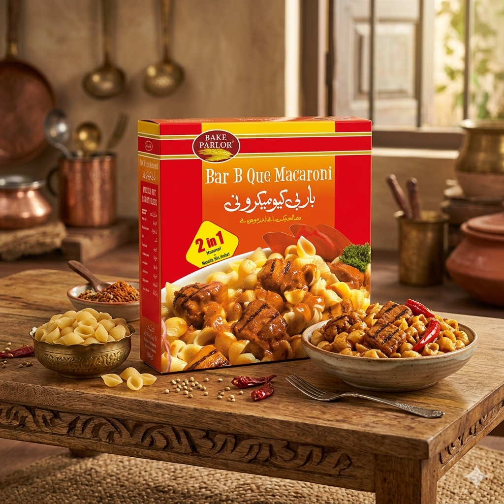 Bake Parlor Bar B Que Macaroni with Seasoning Mix 250g | BBQ Flavored Instant Pasta