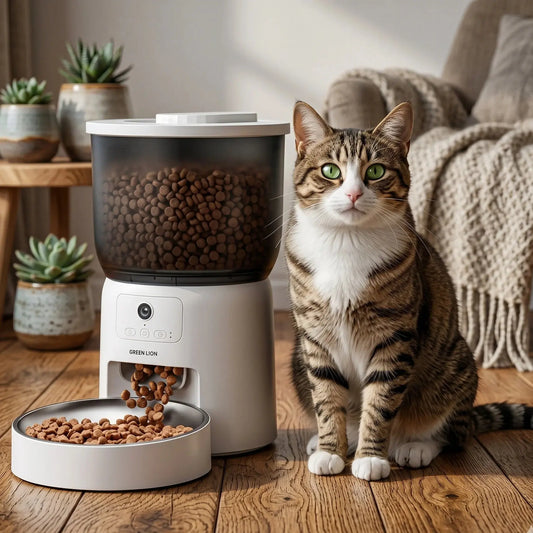 Green Lion Smart Pet Feeder with Camera | 3L Tank, 720p Video, 1–10 Meals/Day Scheduling | Stainless Steel Bowl — Cats & Dogs