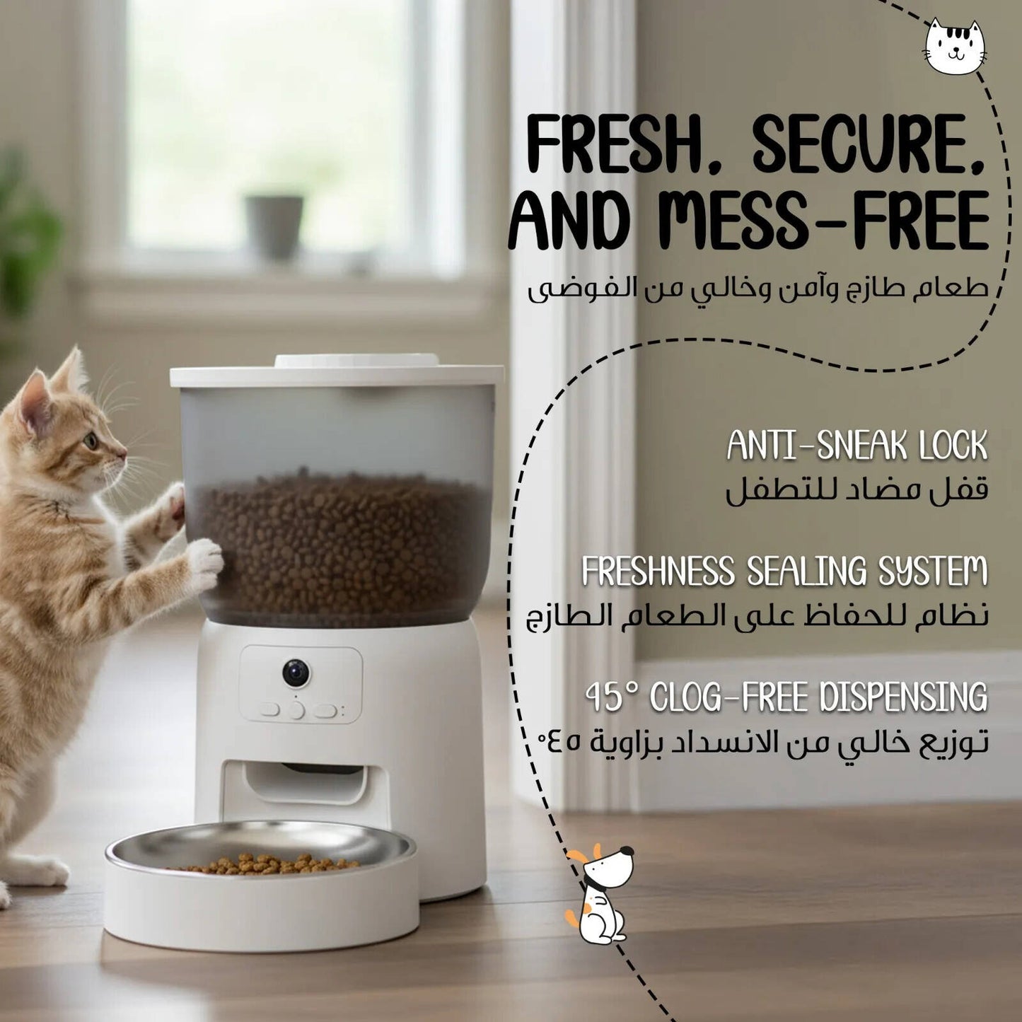Green Lion Smart Pet Feeder with Camera | 3L Tank, 720p Video, 1–10 Meals/Day Scheduling | Stainless Steel Bowl — Cats & Dogs