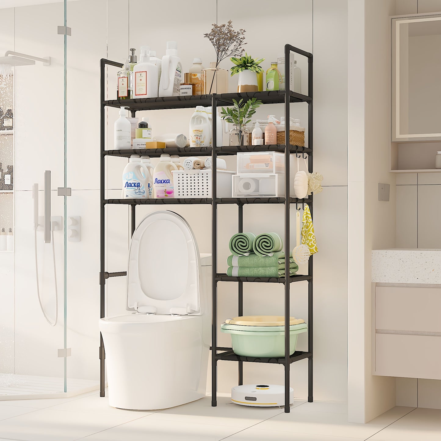 Over Toilet Storage Cabinet — Rustproof Bathroom Organizer Shelf with Space-Saving Rack & Easy Assembly | Toilet Rack
