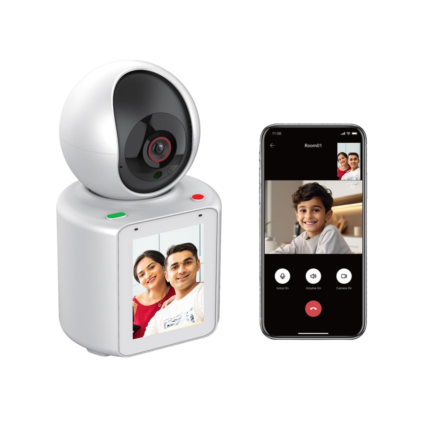 1080P Smart Video Call Camera with Screen & App Controlled- 1 Click Call, Two-Way Video Calling, 360° View | Motion Detector, Night Vision, App Alert Indoor Pet Monitoring, Ideal for Baby Monitor, Pet Camera