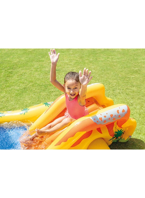 Intex Dino Splash Inflatable Water Play Center with Volcano Slide - 249 x 191 x 109cm