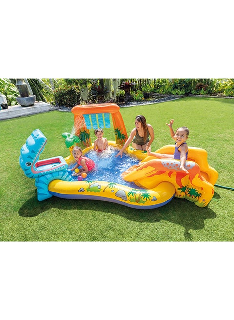 Intex Dino Splash Inflatable Water Play Center with Volcano Slide - 249 x 191 x 109cm
