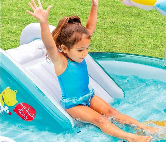Intex Kids Inflatable Splash Pool with Slide & Sprinkler - 201 x 170 x 84 cm | Qatar