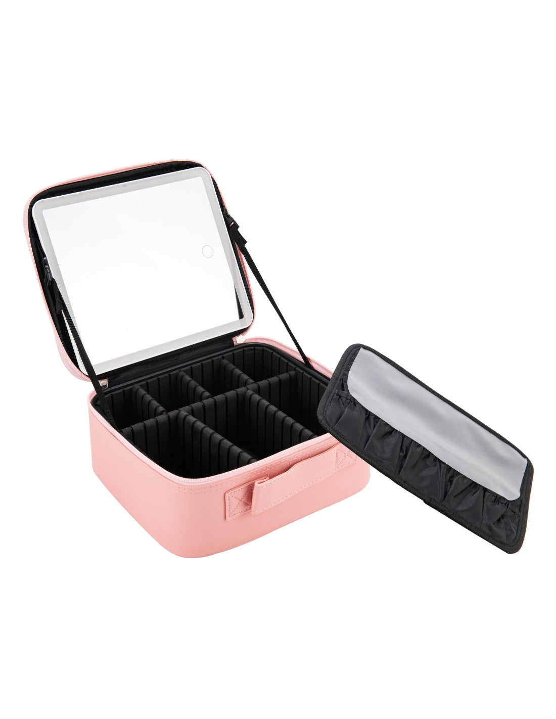 Portable Makeup Organizer Case with LED Mirror – Travel Cosmetic Storage Box for Beauty Essentials