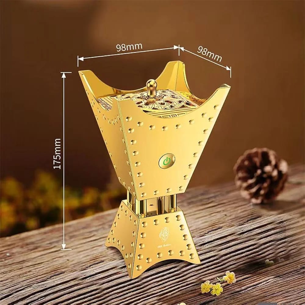 Electric Bakhoor Burner with Full Holy Quran Audio – Portable Arabic Incense Burner with Remote Control & Mobile App Support | Golden Design