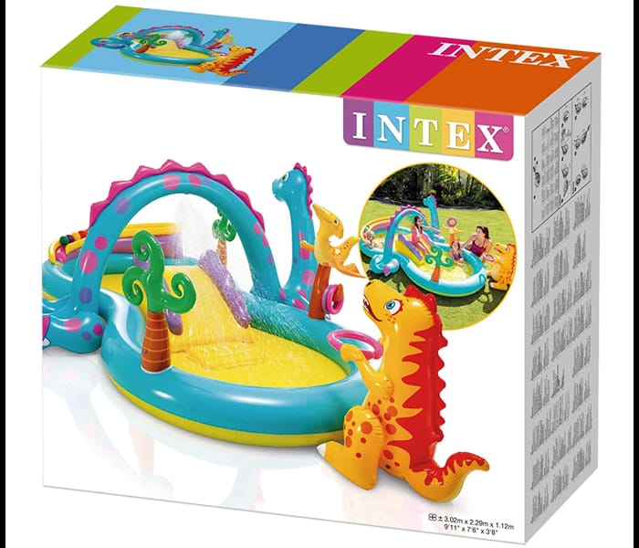 Intex Dinosaur Inflatable Water Play Center with Sprinkler & Slide 302 x 229 x 112 cm