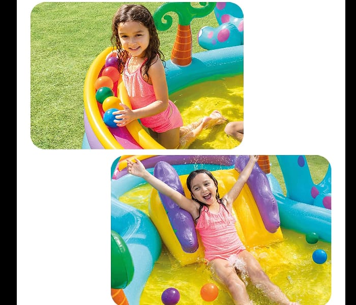 Intex Dinosaur Inflatable Water Play Center with Sprinkler & Slide 302 x 229 x 112 cm