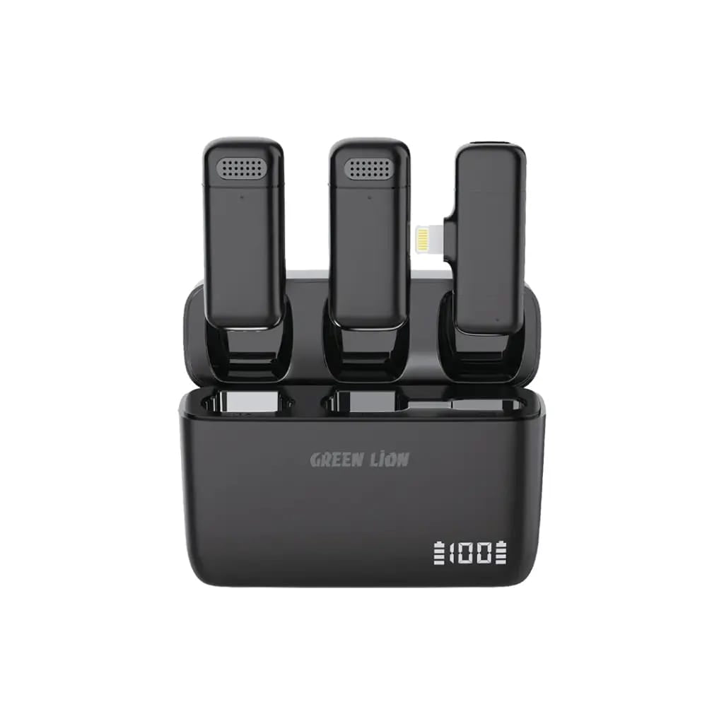 Green Lion Duo Cast Wireless Microphone for Lightning Devices – Dual Wireless Mic System with Charging Case
