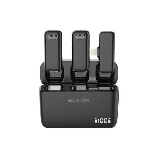 Green Lion Duo Cast Wireless Microphone for Lightning Devices – Dual Wireless Mic System with Charging Case