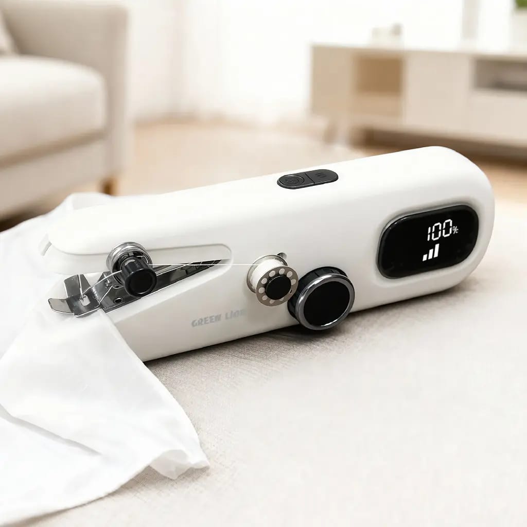 Green Lion Handheld Sewing Machine – Portable Electric Stitch Repair Machine with Digital Display & 3-Speed Control