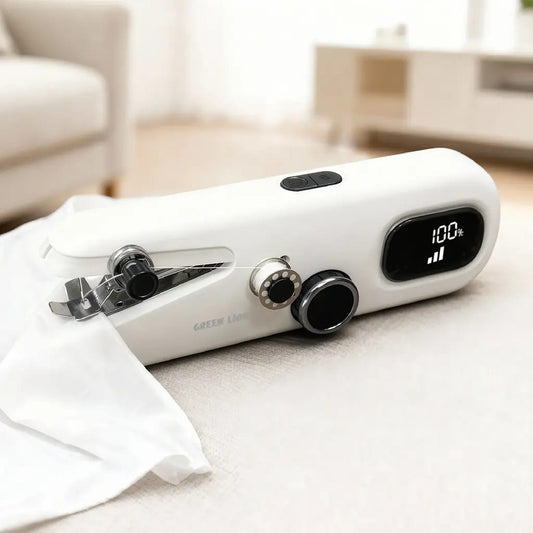 Green Lion Handheld Sewing Machine – Portable Electric Stitch Repair Machine with Digital Display & 3-Speed Control