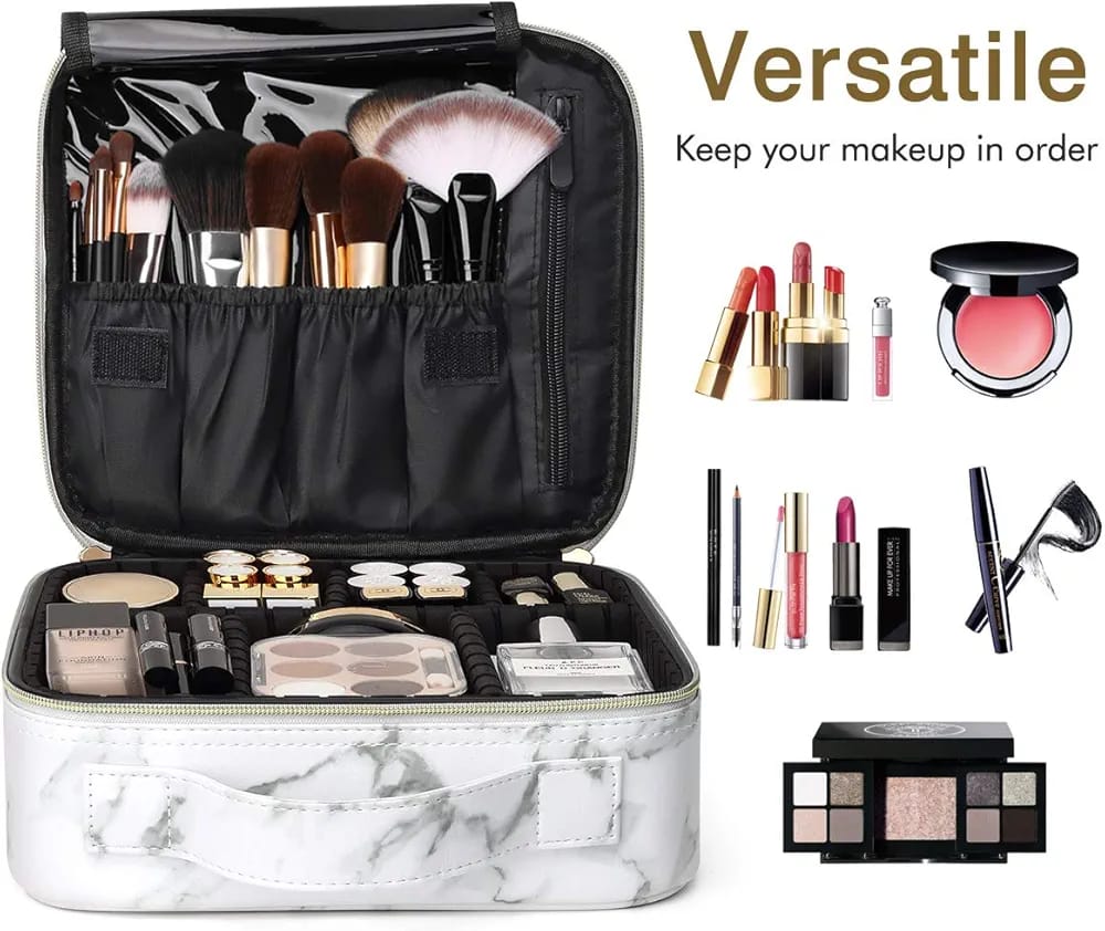 Professional Makeup Organizer Case  with Adjustable Compartments – Portable Cosmetic Storage Case for Travel & Vanity Use