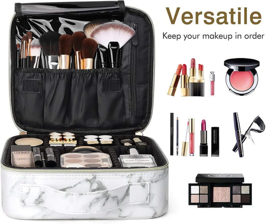 Professional Makeup Organizer Case  with Adjustable Compartments – Portable Cosmetic Storage Case for Travel & Vanity Use
