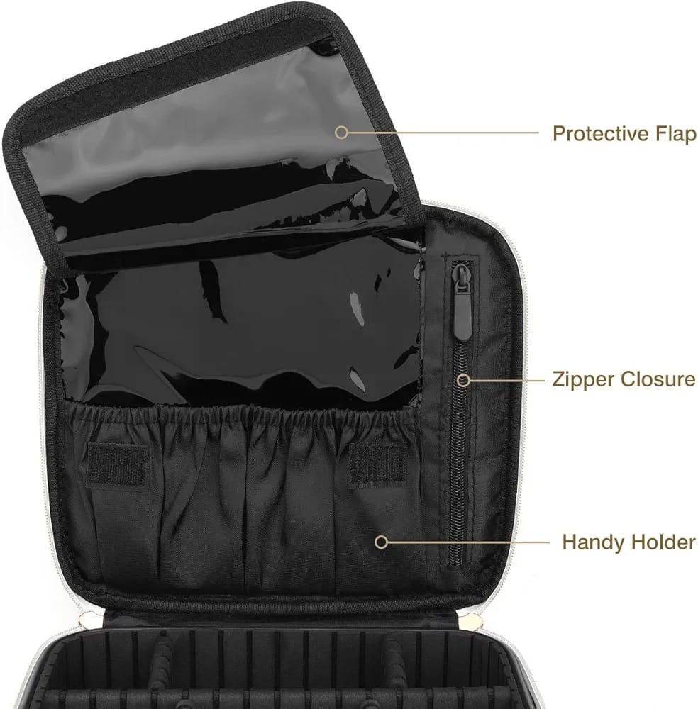 Professional Makeup Organizer Case  with Adjustable Compartments – Portable Cosmetic Storage Case for Travel & Vanity Use