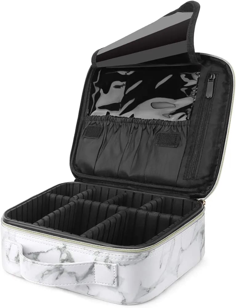Professional Makeup Organizer Case  with Adjustable Compartments – Portable Cosmetic Storage Case for Travel & Vanity Use