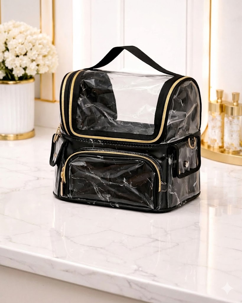 Portable Makeup Organizer Bag with Adjustable Compartments – Large Capacity Cosmetic Storage Case for Travel & Vanity Use
