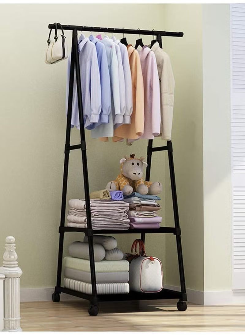 Triangle Clothes Rack with Storage Shelves & Wheels | Modern Garment Organizer 55 x 42 x 160 cm