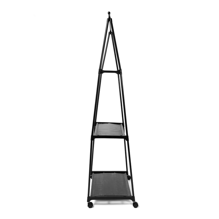 Triangle Clothes Rack with Storage Shelves & Wheels | Modern Garment Organizer 55 x 42 x 160 cm