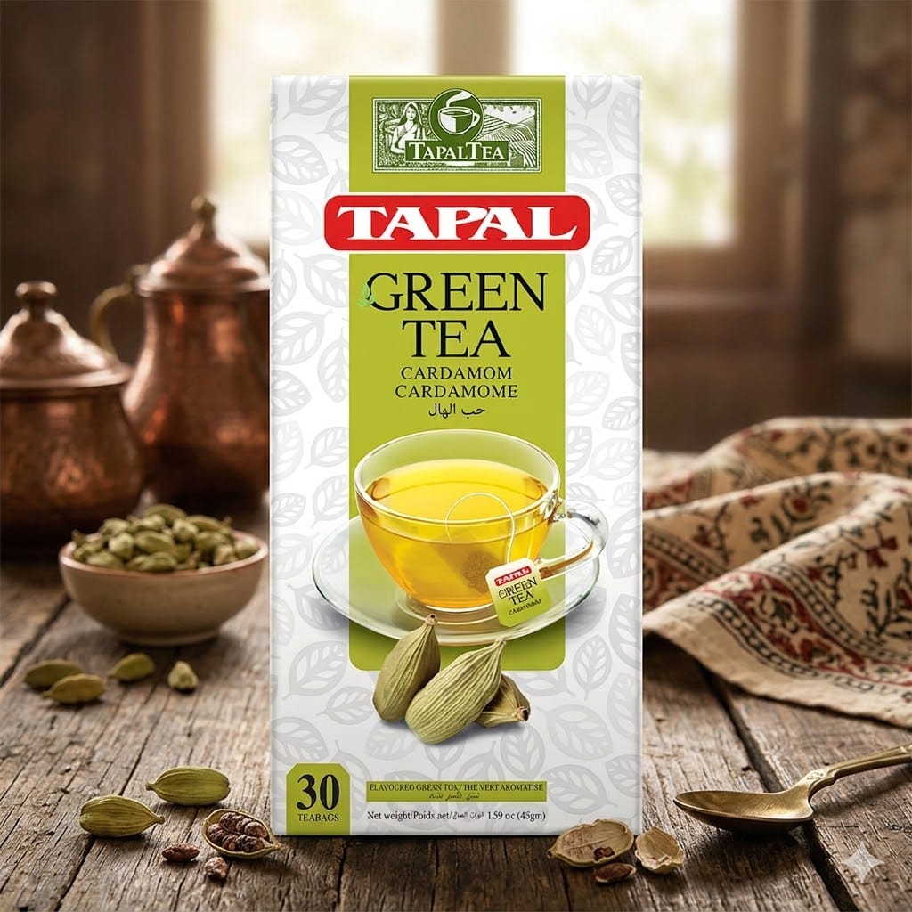 Tapal Green Tea Cardamom 30 Tea Bags – Refreshing Green Tea with Natural Elaichi Flavor