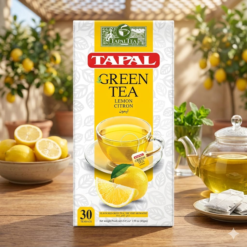 Tapal Green Tea Lemon Citron – Refreshing Lemon Flavored Green Tea | 30 Tea Bags