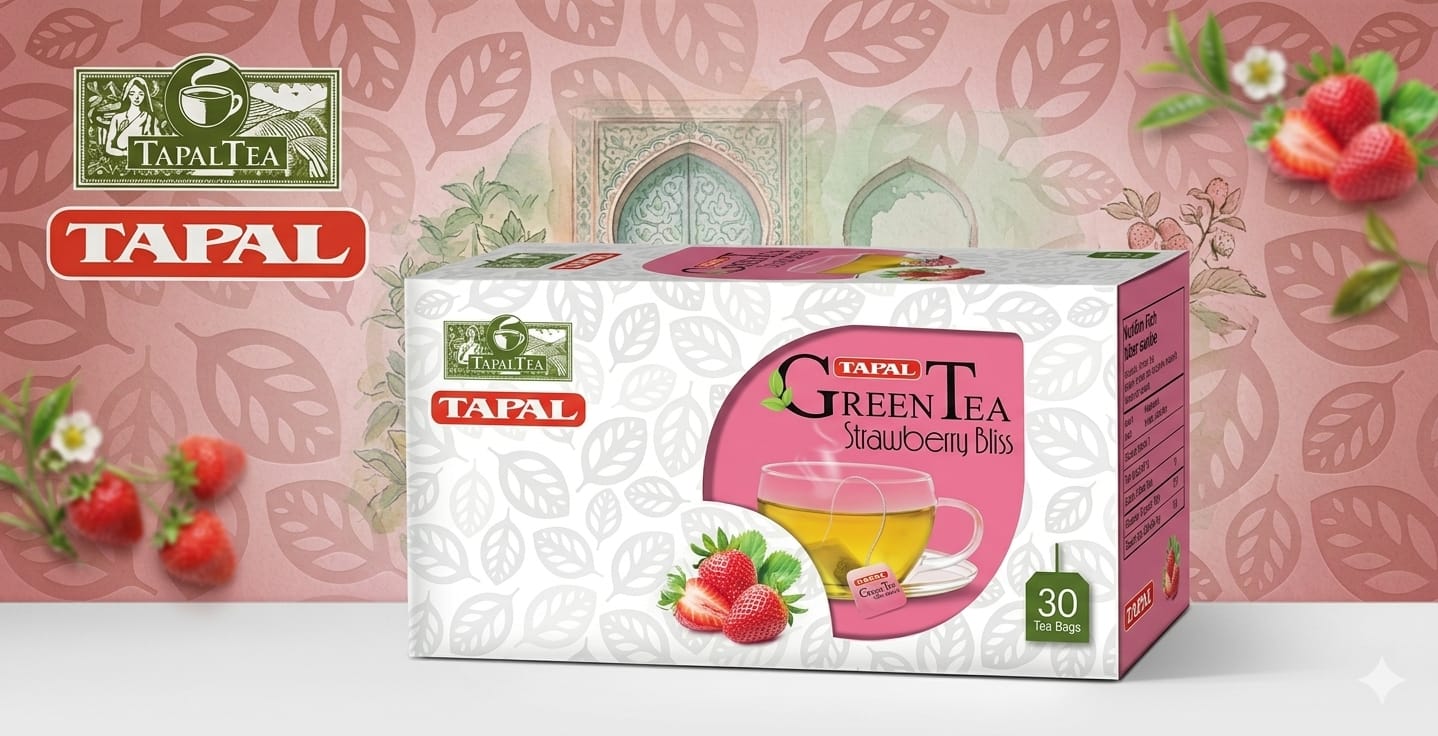 Tapal Green Tea Strawberry Bliss 30 Tea Bags – Refreshing Strawberry Flavored Green Tea