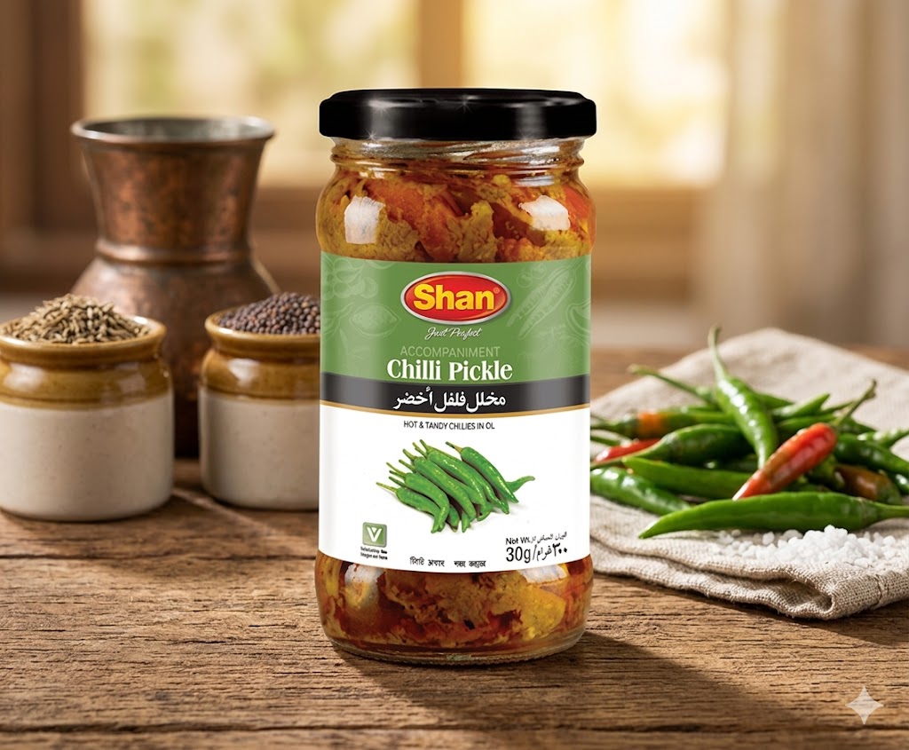 Shan Chilli Pickle in Oil 300gm – Spicy Traditional Green Chilli Achaar