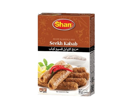 Shan Seekh Kabab Masala 50g – Authentic BBQ Spice Mix for Juicy & Flavorful Seekh Kebabs