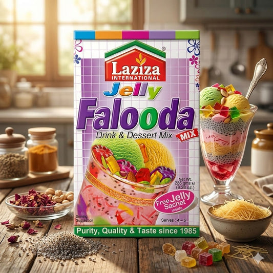 Laziza Jelly Falooda Mix Dessert 195gm – Instant Traditional Falooda Drink & Dessert Mix
