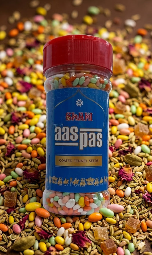 Shahi Aas Pas Coated Fennel Seeds – Sweet & Crunchy Mouth Freshener | Premium Saunf Mukhwas