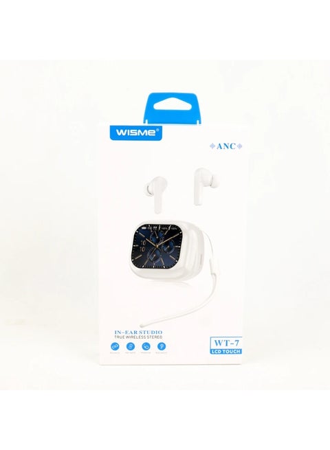 WT-7 TWS Wireless Earbuds with ANC ENC LCD Touch Screen & HiFi Stereo Sound