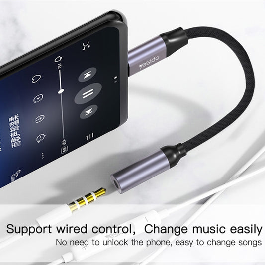 Yesido YAU20 USB-C to 3.5mm AUX Audio Adapter Cable – 100cm Type-C Headphone Jack Converter