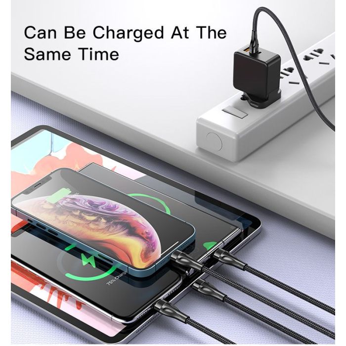 Yesido 4-in-1 Fast Charging Cable USB Multi Charger Cord for iPhone, Type-C & Micro USB