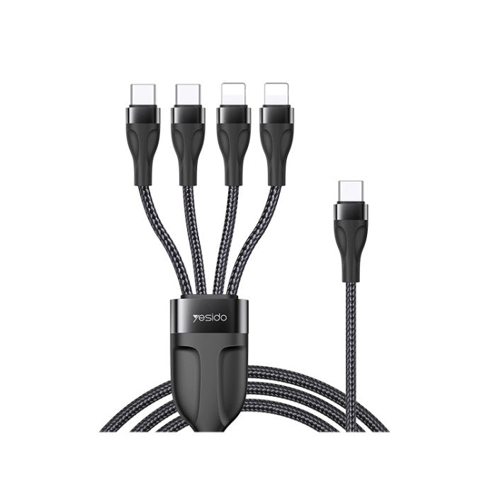 Yesido 4-in-1 Fast Charging Cable USB Multi Charger Cord for iPhone, Type-C & Micro USB