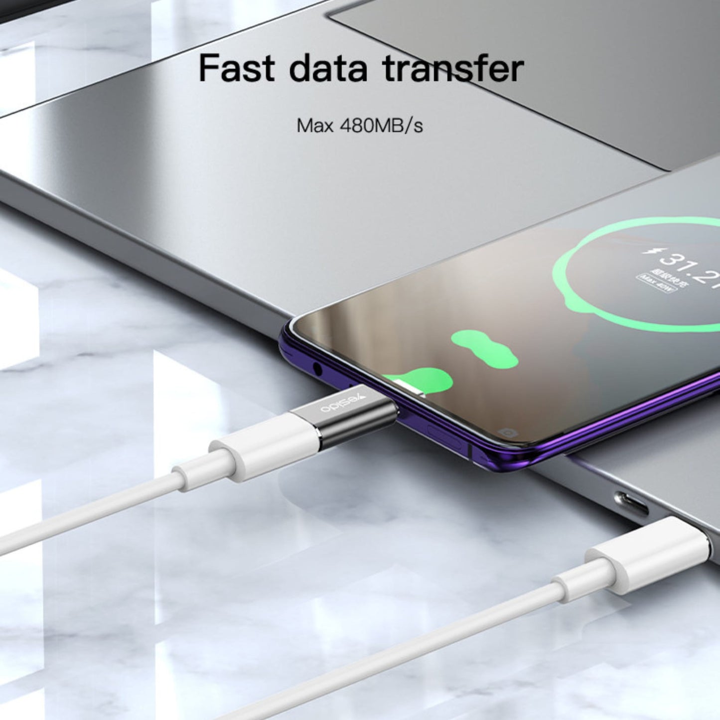 Yesido GS22 Lightning to USB-C Adapter – Fast Charging & Data Transfer Converter for iPhone & iPad