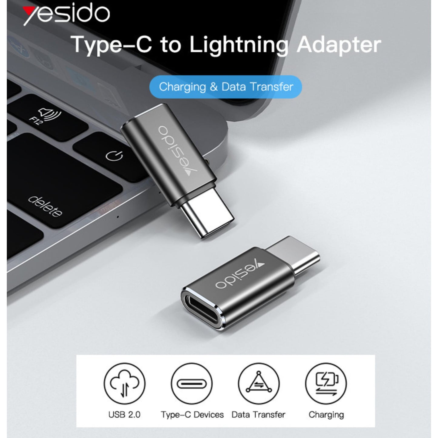 Yesido GS22 Lightning to USB-C Adapter – Fast Charging & Data Transfer Converter for iPhone & iPad